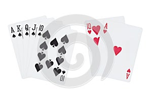 Royal straight flushÂ of spades andÂ blackjack playing cards